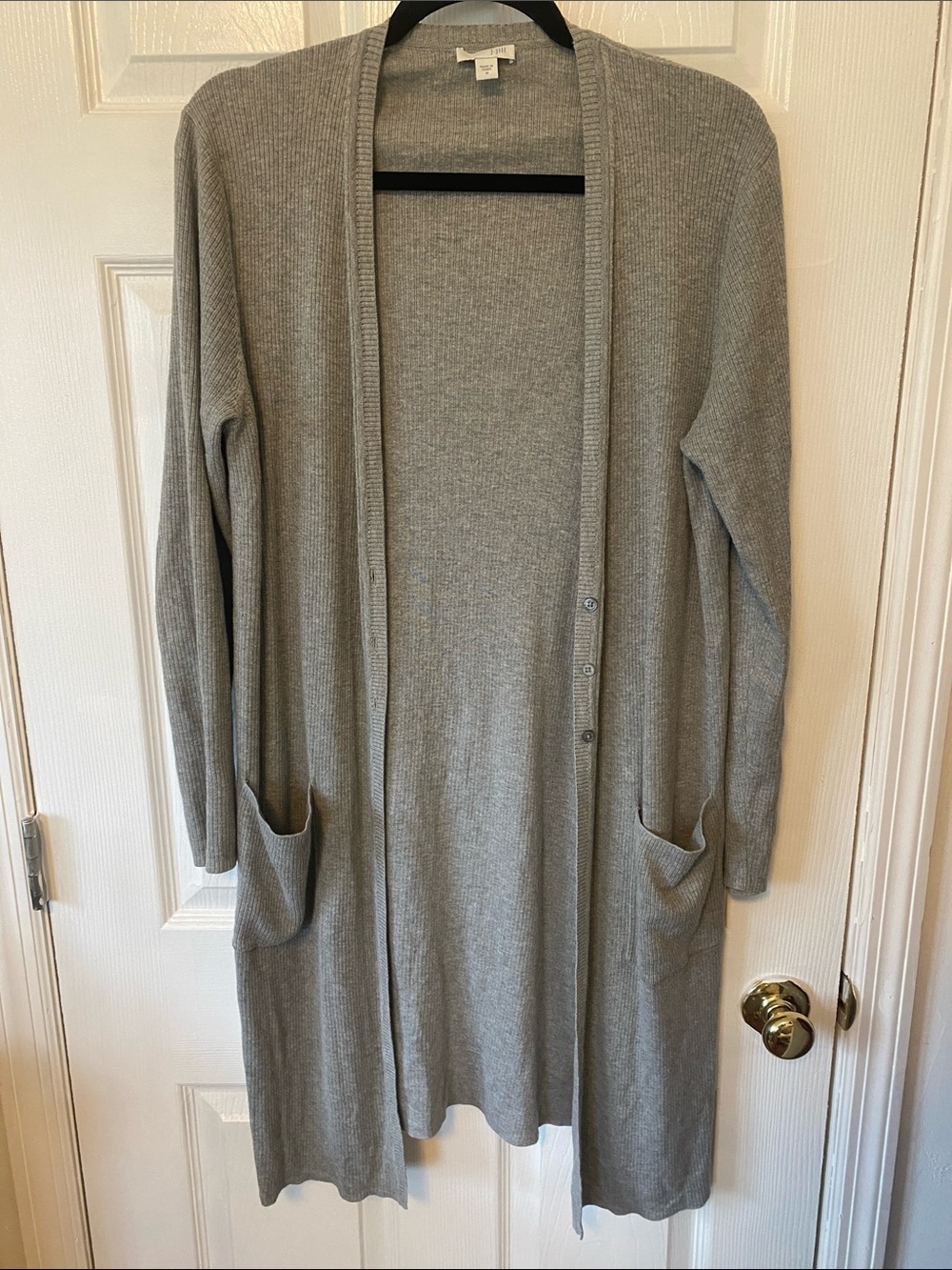 J. Jill Soft Gray Long Open Cardigan